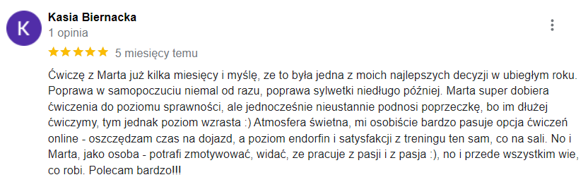 Opinia o treningach z Martą 2